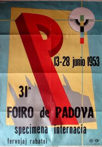 Vintage Esperanto poster from congress in Padova, in 1953
