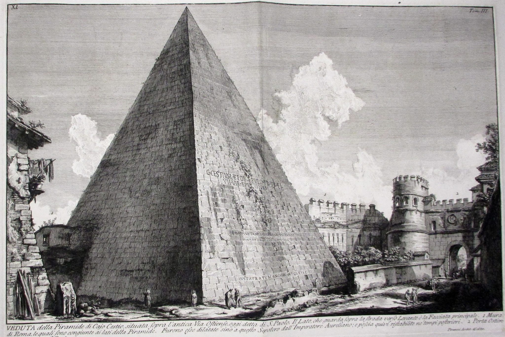 Piranesi Caio Cestio Pyramid View 1756 Antichita Romane