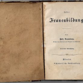 The title page of antique book about women studies, written by Felix Dupanloup.
