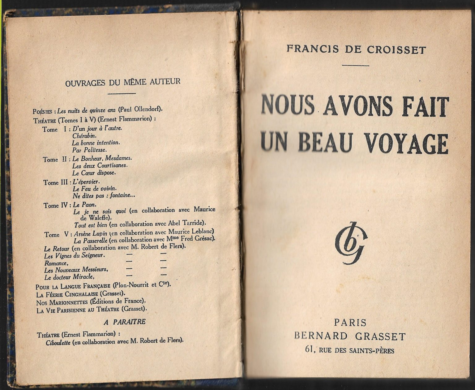 Nous avons fait un bon voyage de Croisset Travel French 20th