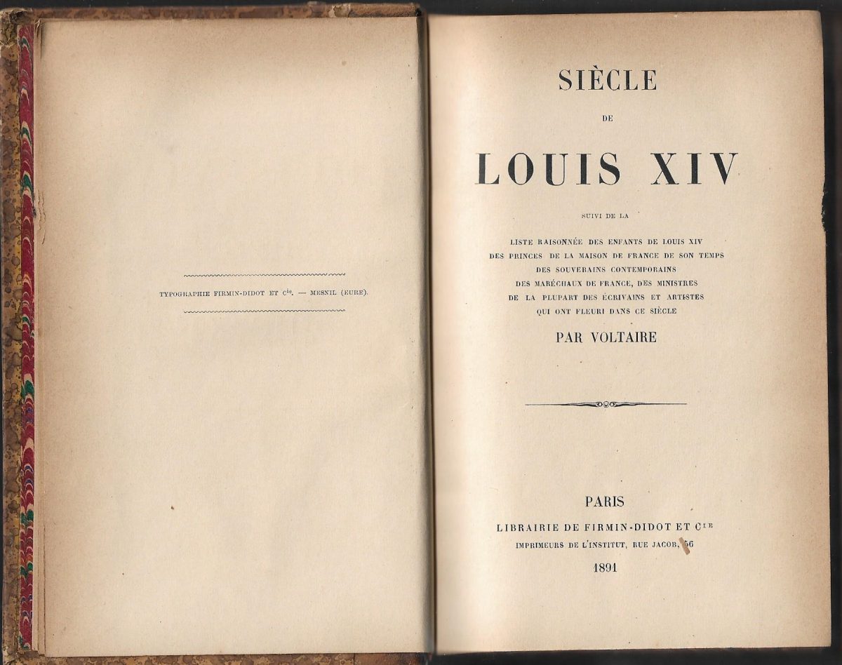 Le siecle de Louis XIV Voltaire French History 1891