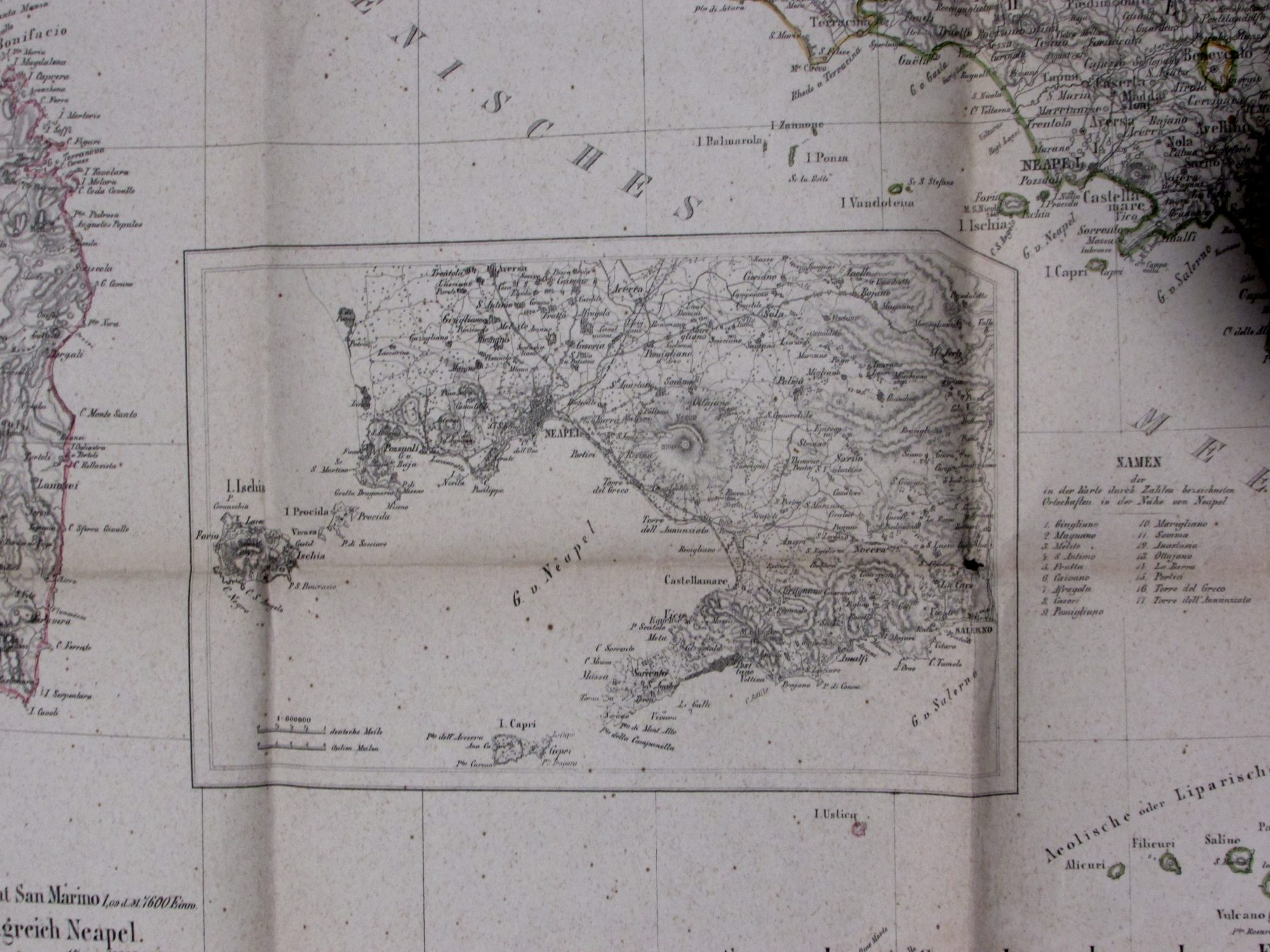 General-Karte von Italien Handtke Antiue Map Italy 1859