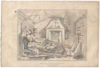 Antique Decorative Print Industry Idleness Lithograph Cat Satirical Couple