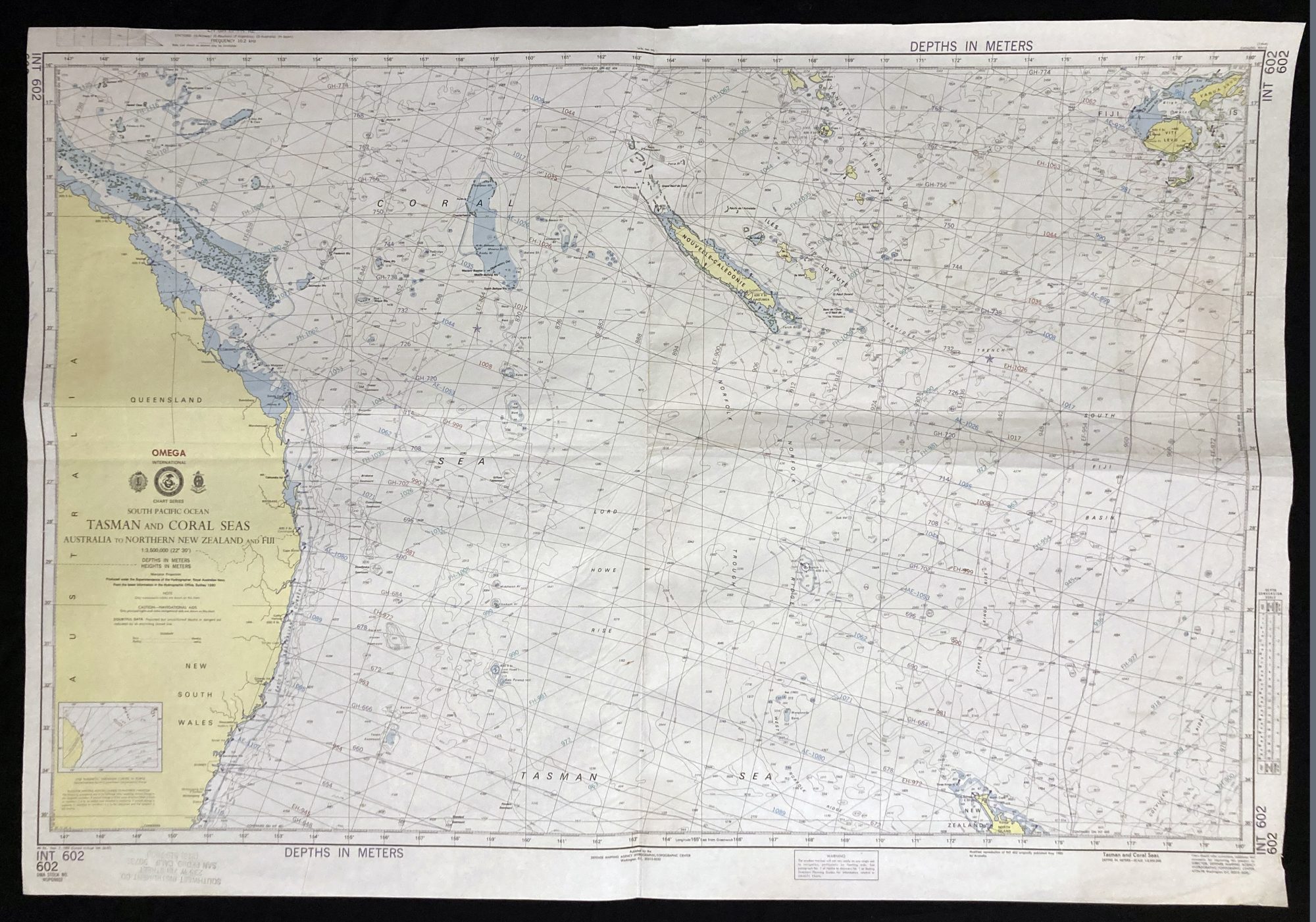 Admiralty Nautical Chart Tasman Coral Seas South Pacific Australia 1985