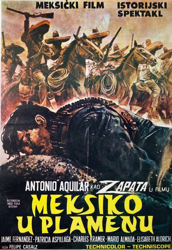Yugoslav movie poster for the film "Emiliano Zapata" featuring Antonio Aquilar. 