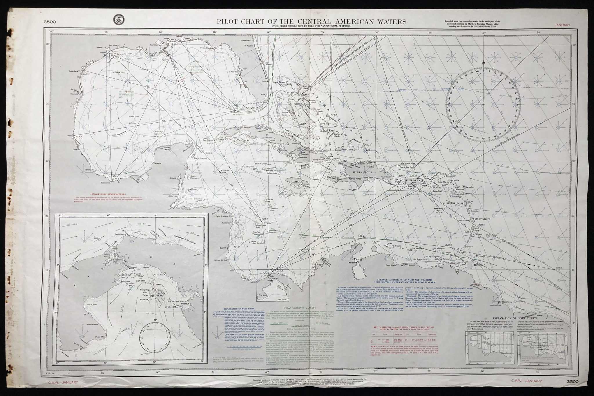 Pilot Charts Atlas Central American Waters By Month 3500 DMAHTC Lot 6 1 Jan 2048x1365 
