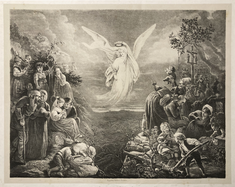 Antique Print War and Peace Franz Kollarz Lithograph 19th C