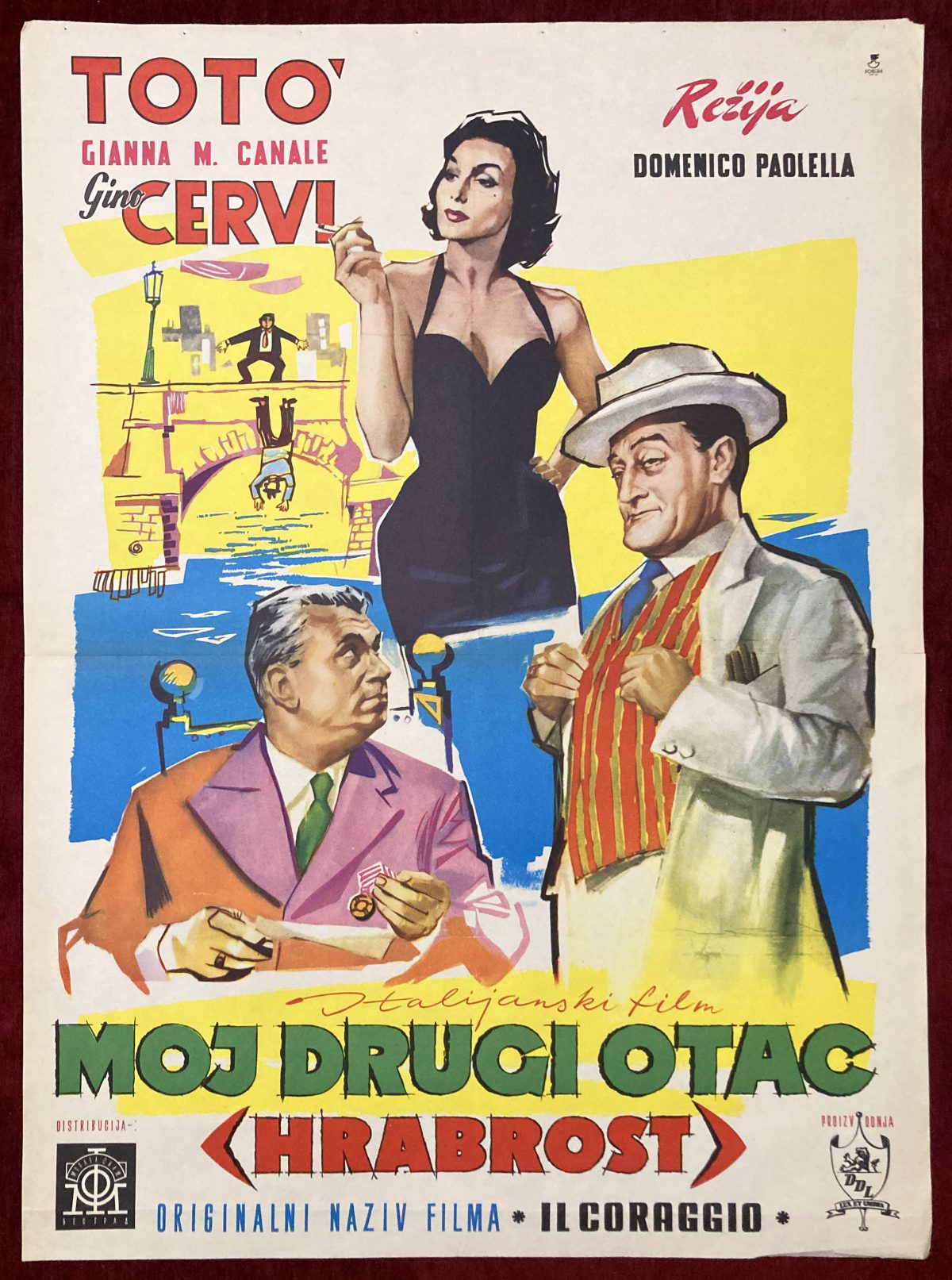 A visual for the vintage Italian movie poster Il coraggio. Yugoslavian edition.