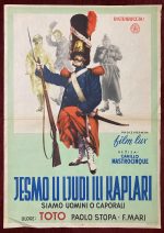 The Yugoslavian edition of the vintage poster for the Italian movie Siamo Uomini o Caporali.