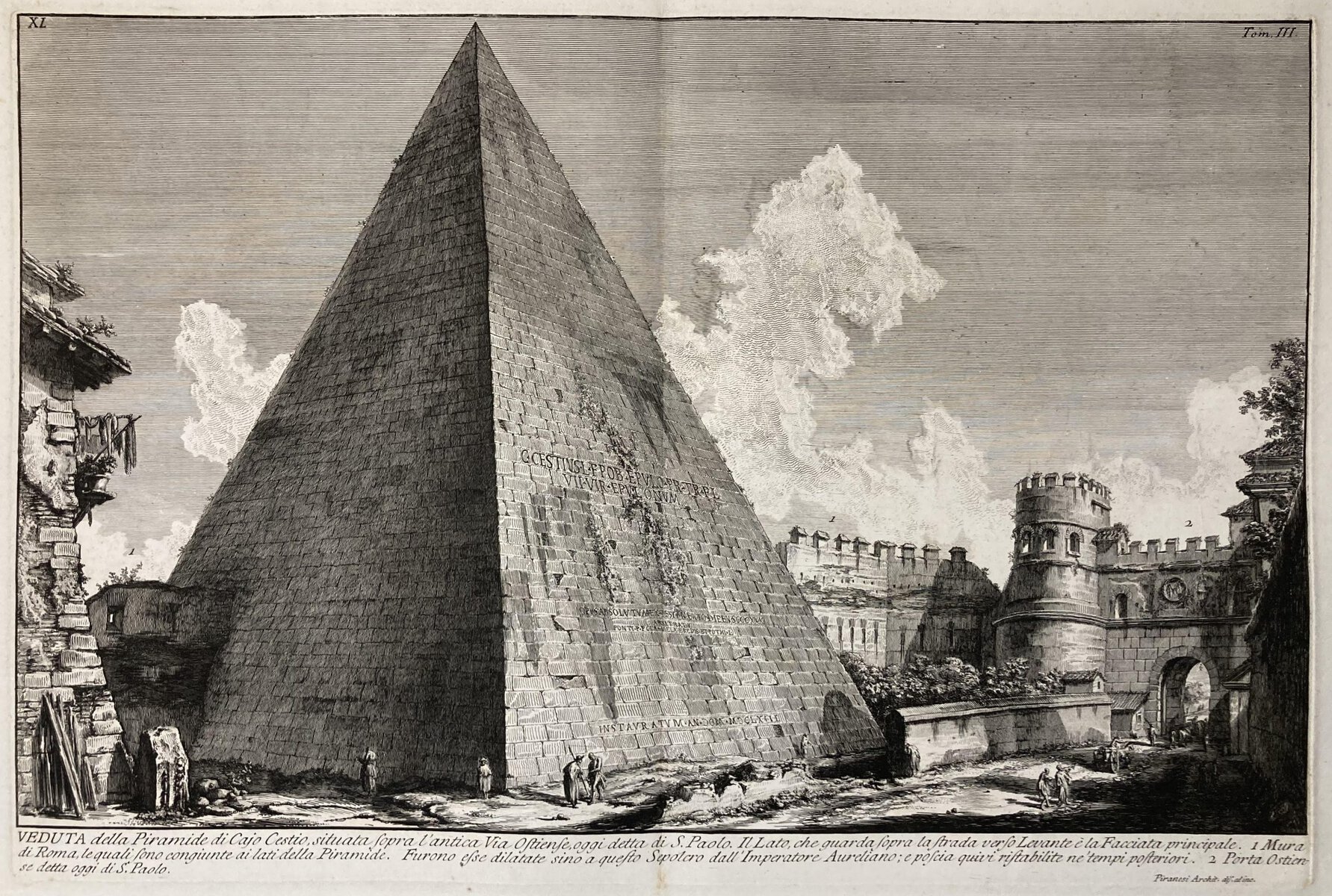 A print showing Ciao Cestio in Rome, by Giovanni Battista Piranesi