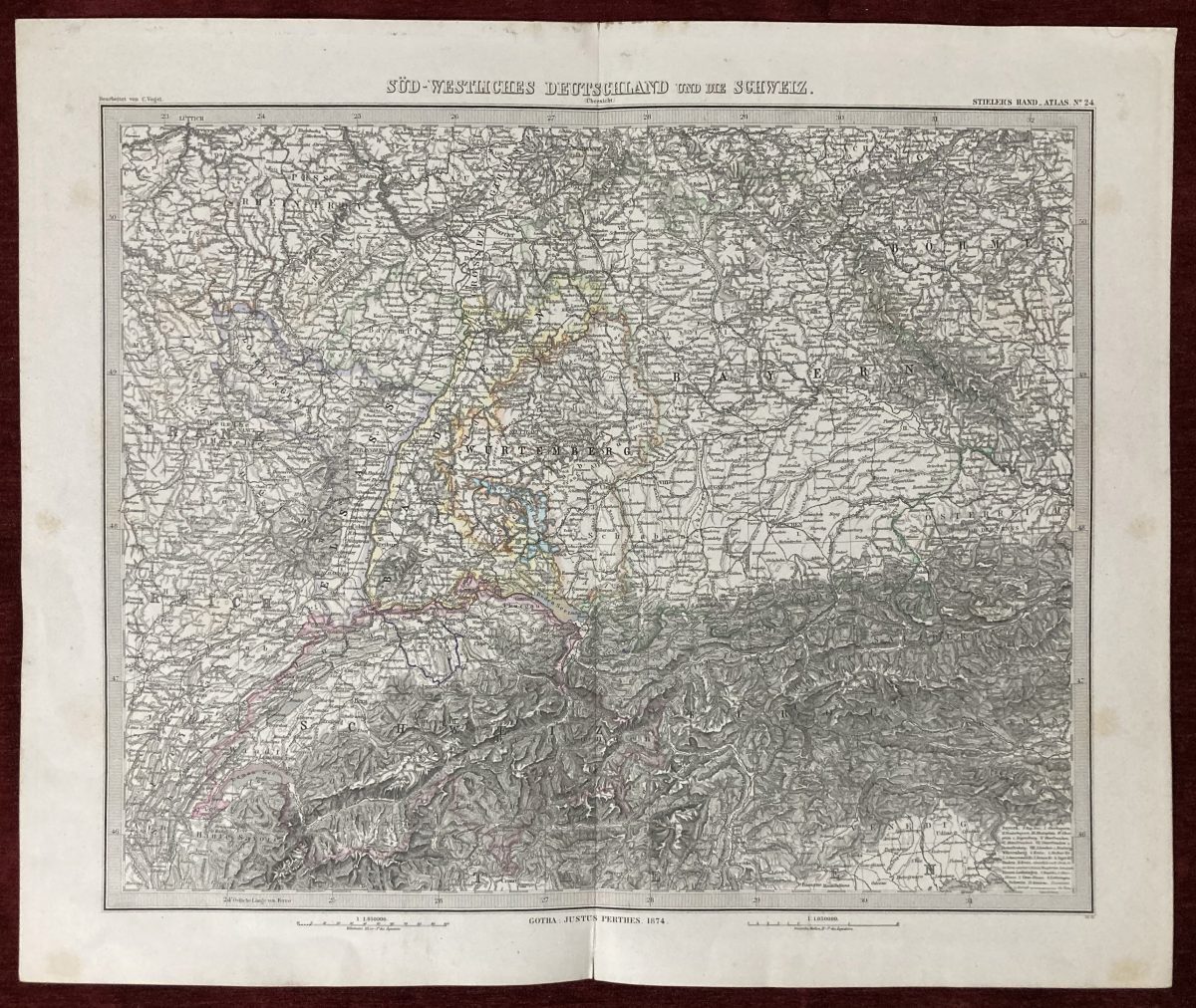 Antique Map of Germany and Switzerland