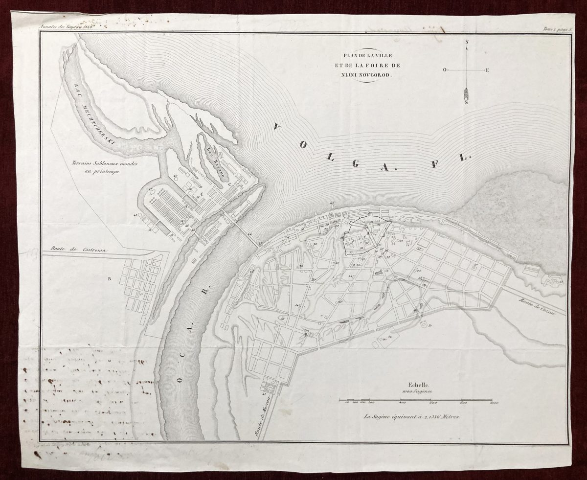 Original Antique Map of Nizhny Novgorod