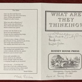 The cover of the booklet with two poems by Monk Gibbon and Brian Guinness