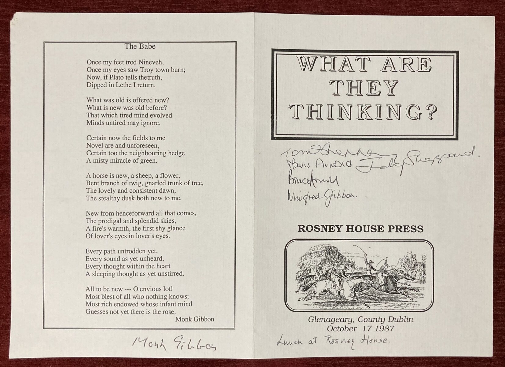 Monk Gibbon and Bryan Guinness poems The cover of the booklet with two poems by Monk Gibbon and Brian Guinness