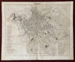 Rome City Plan Map Antique Engraving 1850s Italy Gavard Renouard