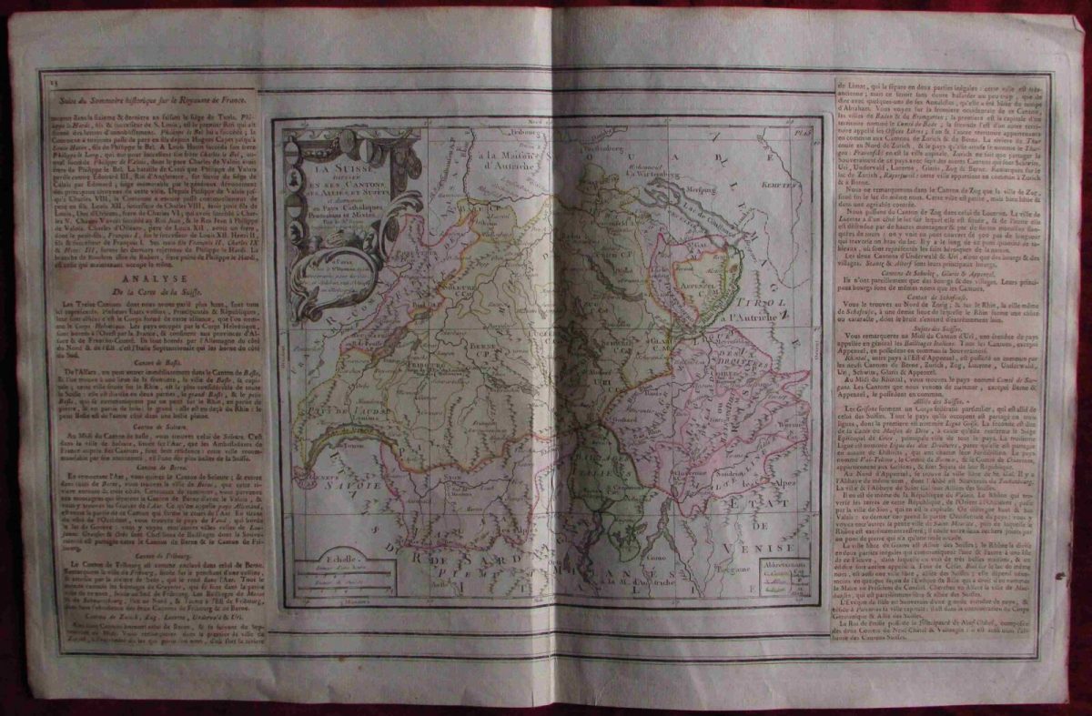 1764 La Suisse Old Map Switzerland Northern Italy Atlas Europe History De La Sigedon