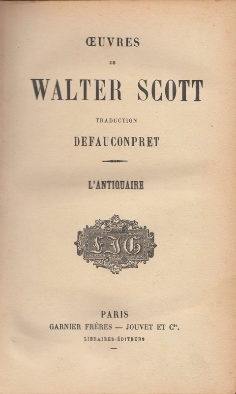 A title page of Walter Scott's novel published by Garnier Frères.