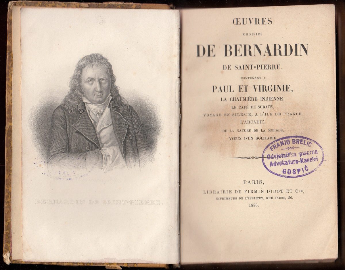 Title page of selected works of Bernardin de Saint Pierre