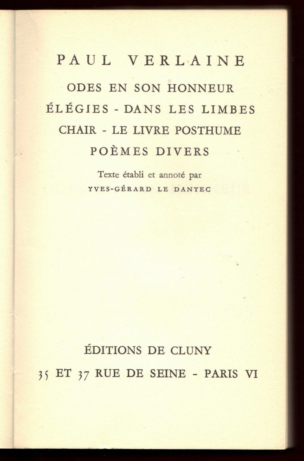 1930s Paul Verlaine Livre Posthume Limbes Chair French Poetry Cluny ...