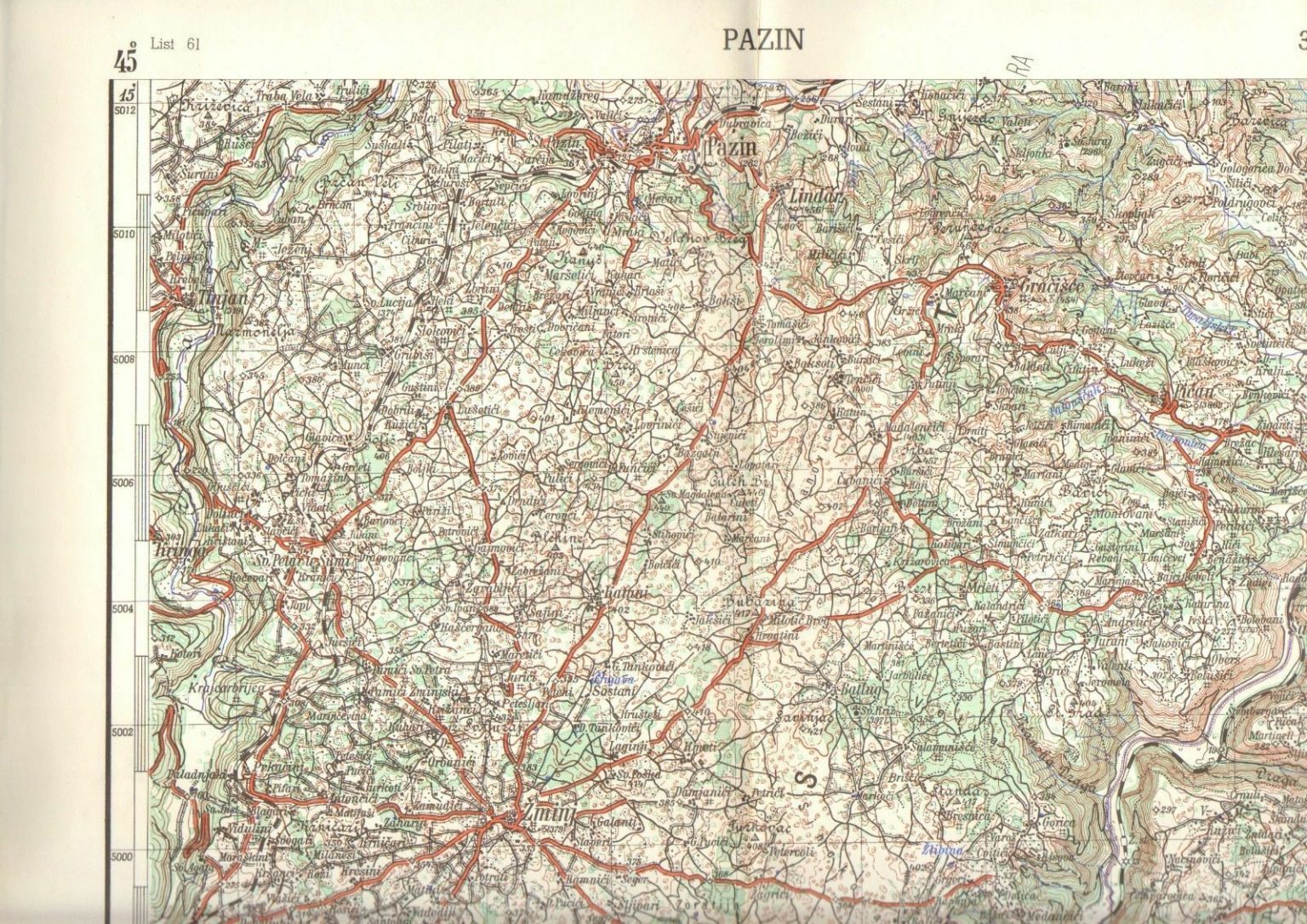 1956 Original Military Topographic Map Pazin Pisino Istria Yugoslavia ...