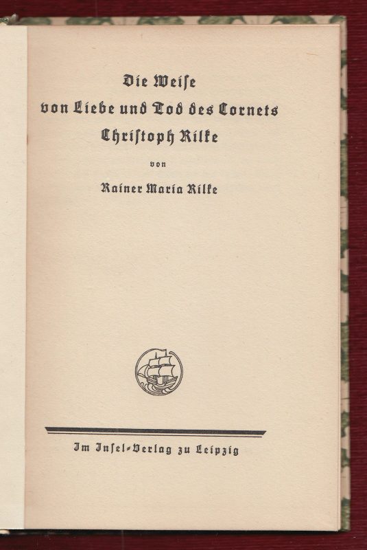 Die Weise von Liebe und Tod des Cornets Christoph Rilke Title Page
