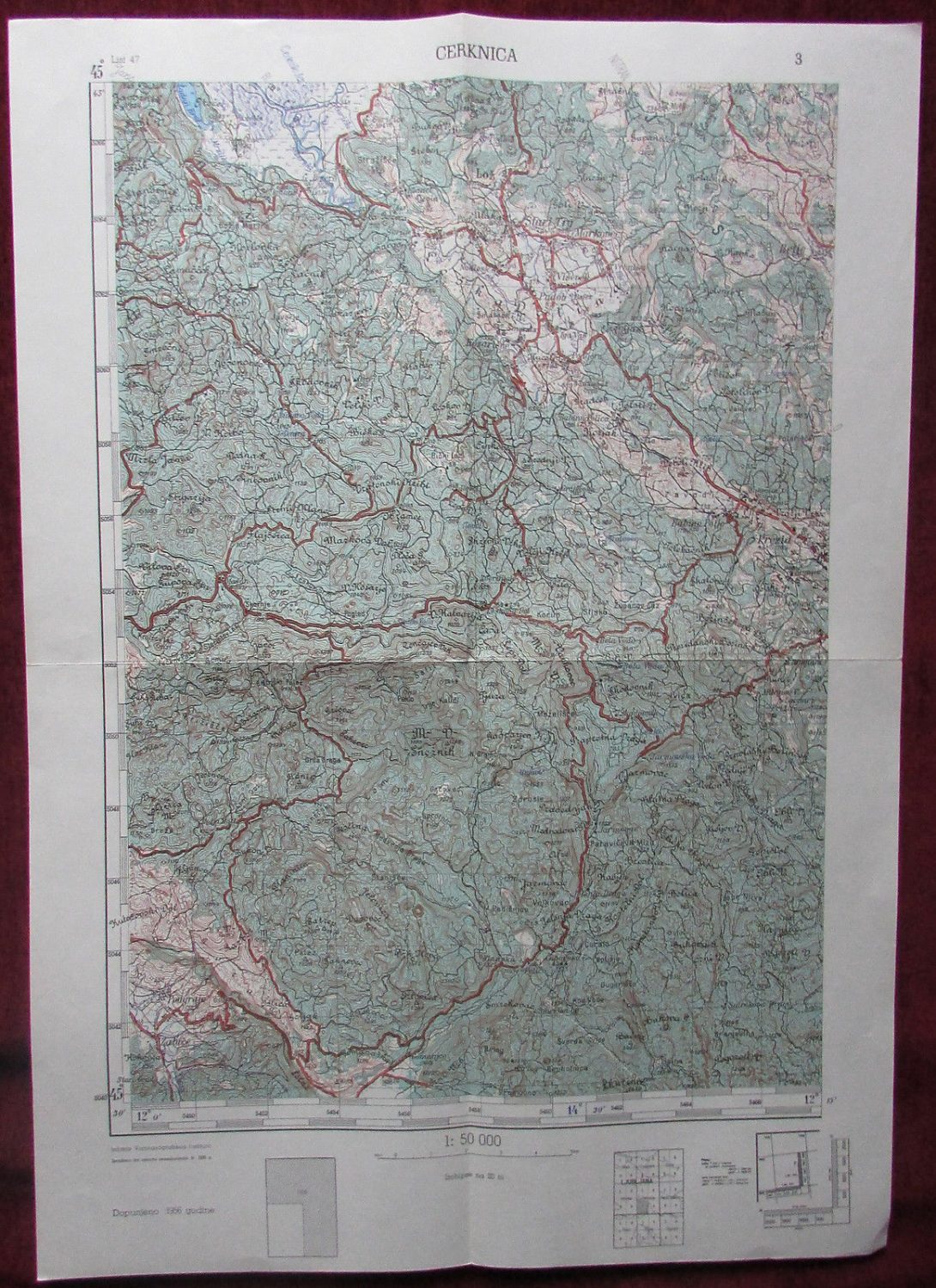 1956 Original Military Topographic Map Cerknica Slovenia Yugoslavia JNA