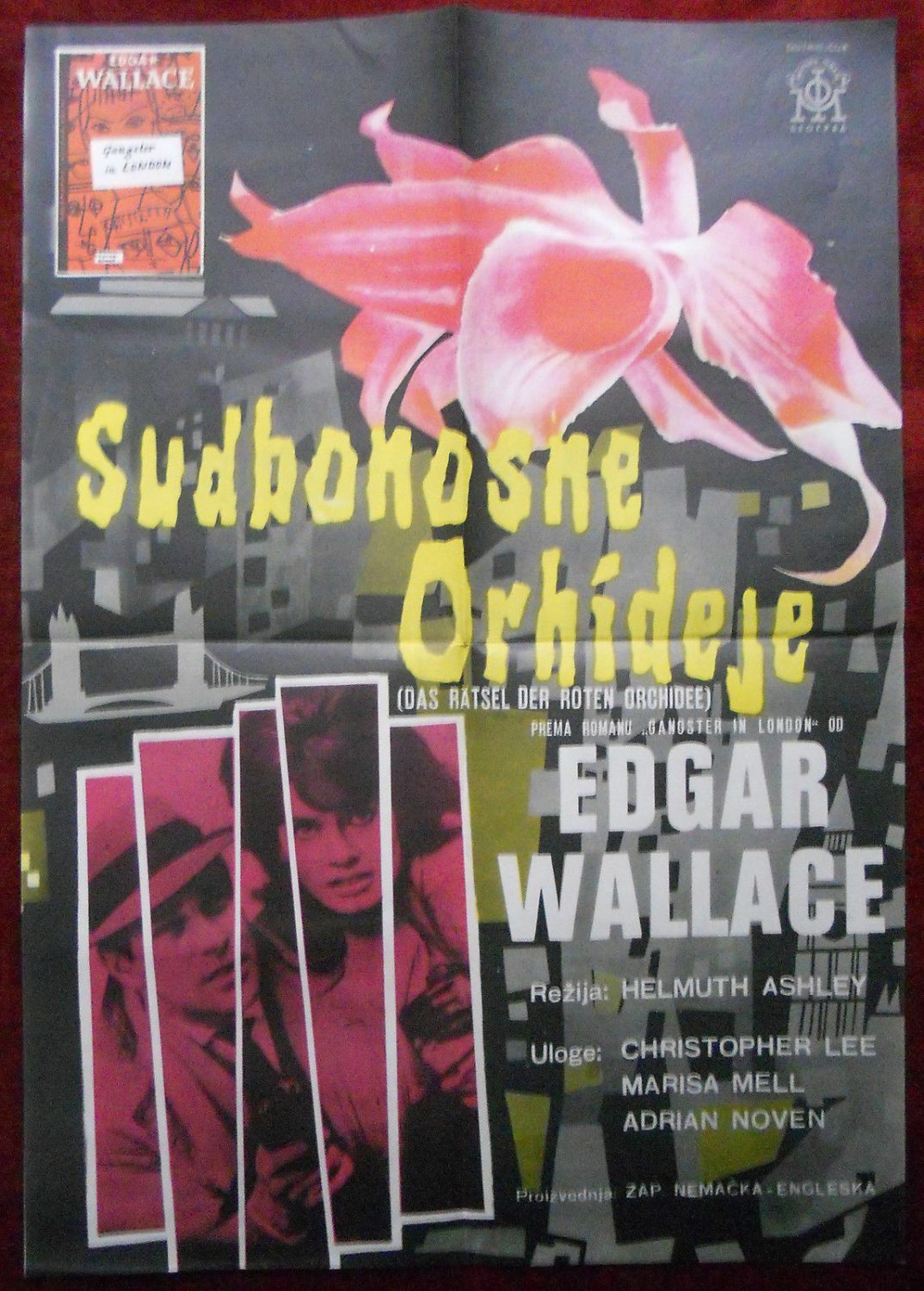 1962 Original Movie Poster Das Rätsel Roten Orchidee Secret Red Orchid ...