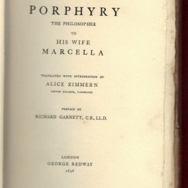 Title page of the Zimmern book Porphyry the Philosopher to his wife Marcella.