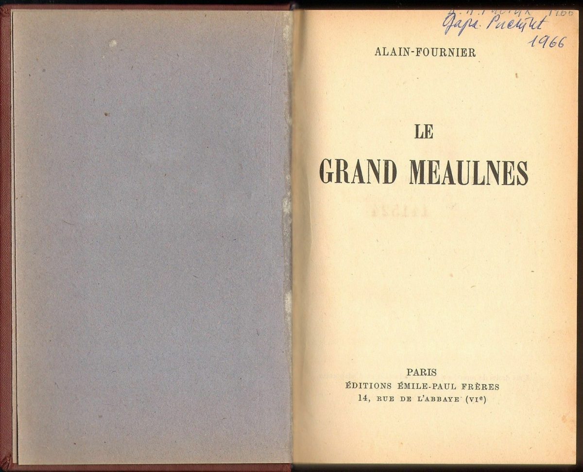 The title page of the first edition of the novel Le Grand Meaulnes,