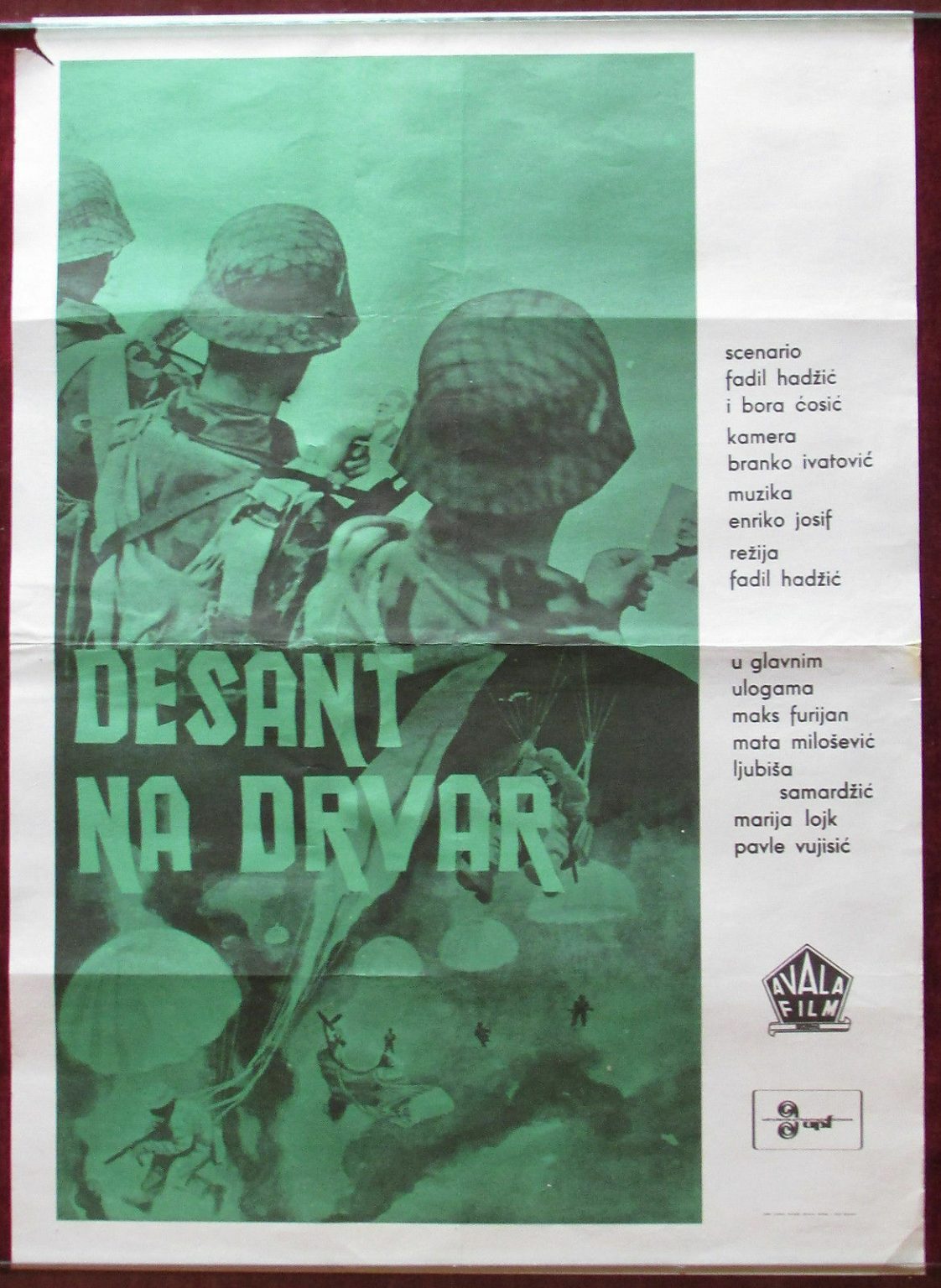 1963 Original Movie Poster Desant Na Drvar Hadzic Samardzic Vuisic WWII ...