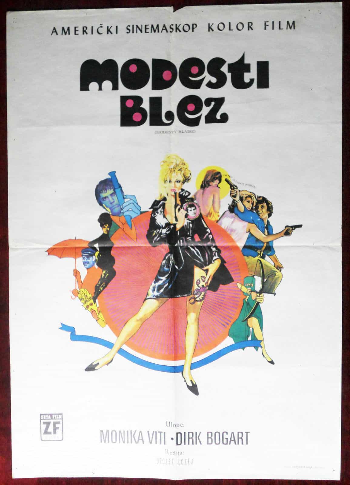 1966 Original Movie Poster MODESTY BLAZE Joseph Losey Monica Vitti Dirk ...