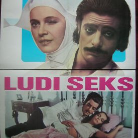A vintage poster for the movie Sessomatto in the Serbian language.