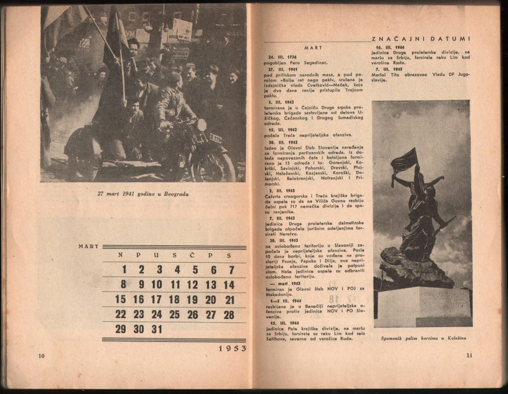 1953 Calendar Kalendar Militaria Propaganda Yugoslavia Army Tito YU ...