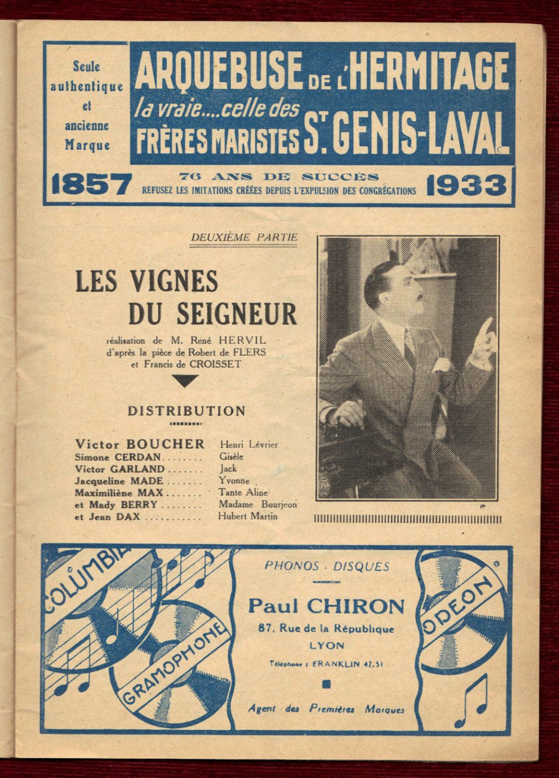 MAJESTIC Program Flers Croisset Les Vignes Seigneur Lord of Vines 1933 ...